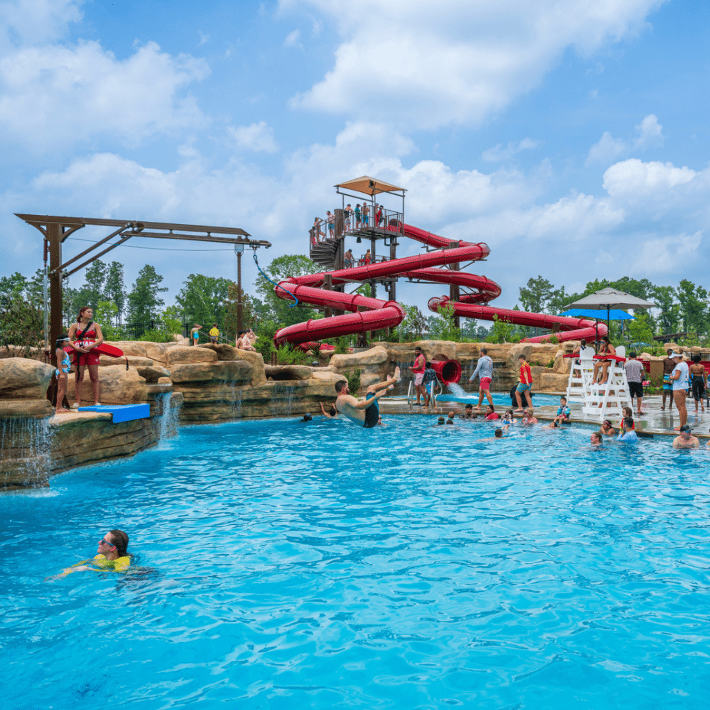 slides at The Highland's pool