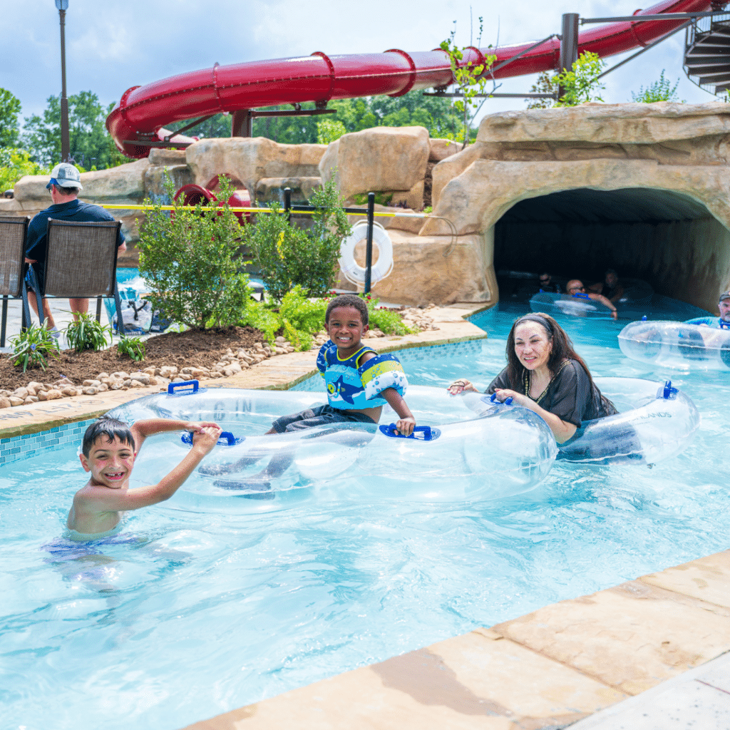 kids in the lazy river at The Highlands